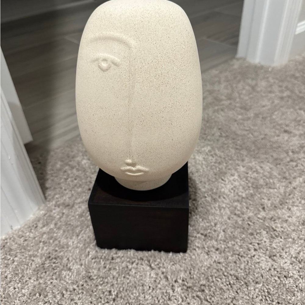 H&M Cream Face Sculpture on Black Base
